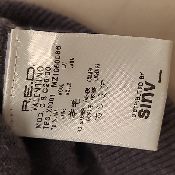 EUC Valentino Red Grey Wool/Cashmere Blend Rosette Button Front Cardigan - Picture 9 of 17